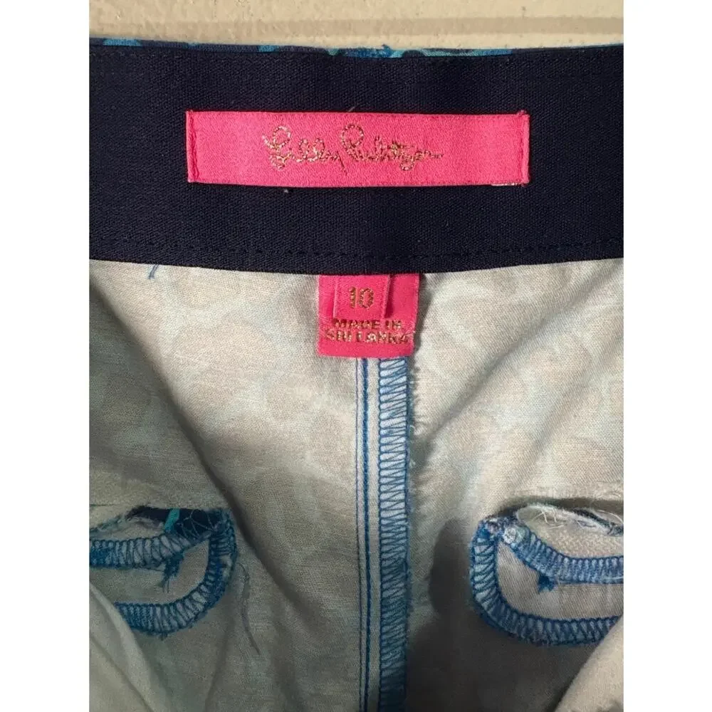 Lilly Pulitzer Kelly Stretch Pant Oyster Navy Bay My‎ Favorite Spot Size 10 - Picture 4 of 7